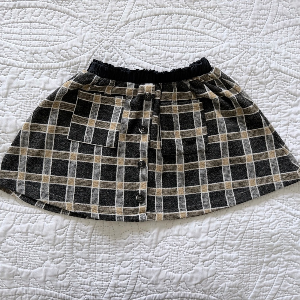Zara Kids Plaid Skirt With Front Buttons 3-4 Year